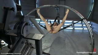 ̤�계 커넥터 솔로 갈색 머리 라티 나 베이비 사라 루브 스트립 란제리를 스타킹에 넣은 다음 기계를 성교시키고 다양한 위치에서 강렬한 오르가즘을 얻습니다