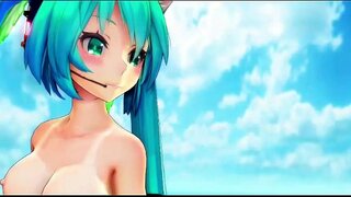 Miku Append मादक नृत्य नग्न MMD